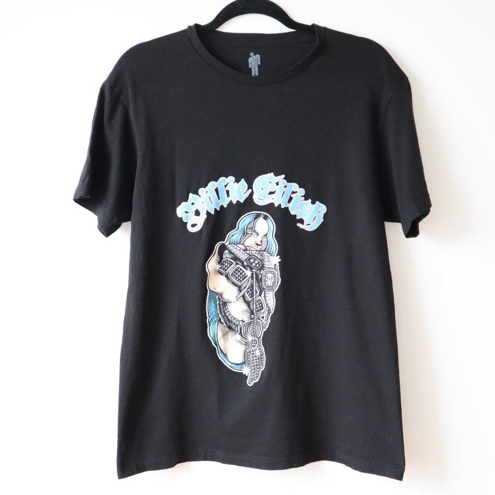 Billie Eilish Black T Shirt, Size Medium